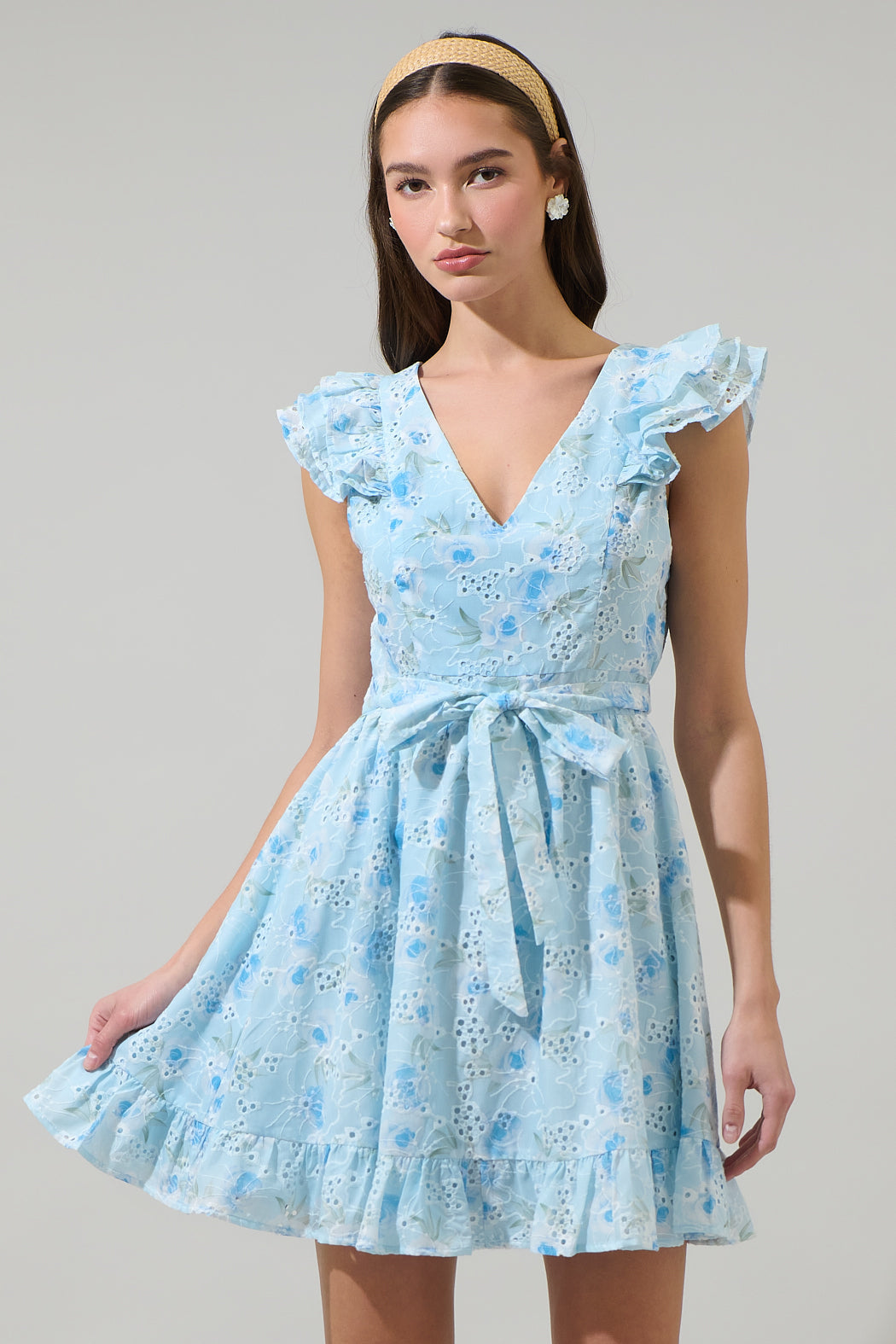 Boleta Aurellia Ruffle Eyelet Mini Dress
