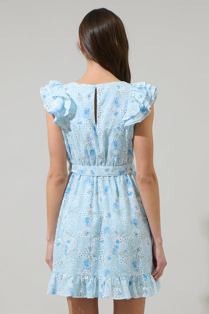 Boleta Aurellia Ruffle Eyelet Mini Dress