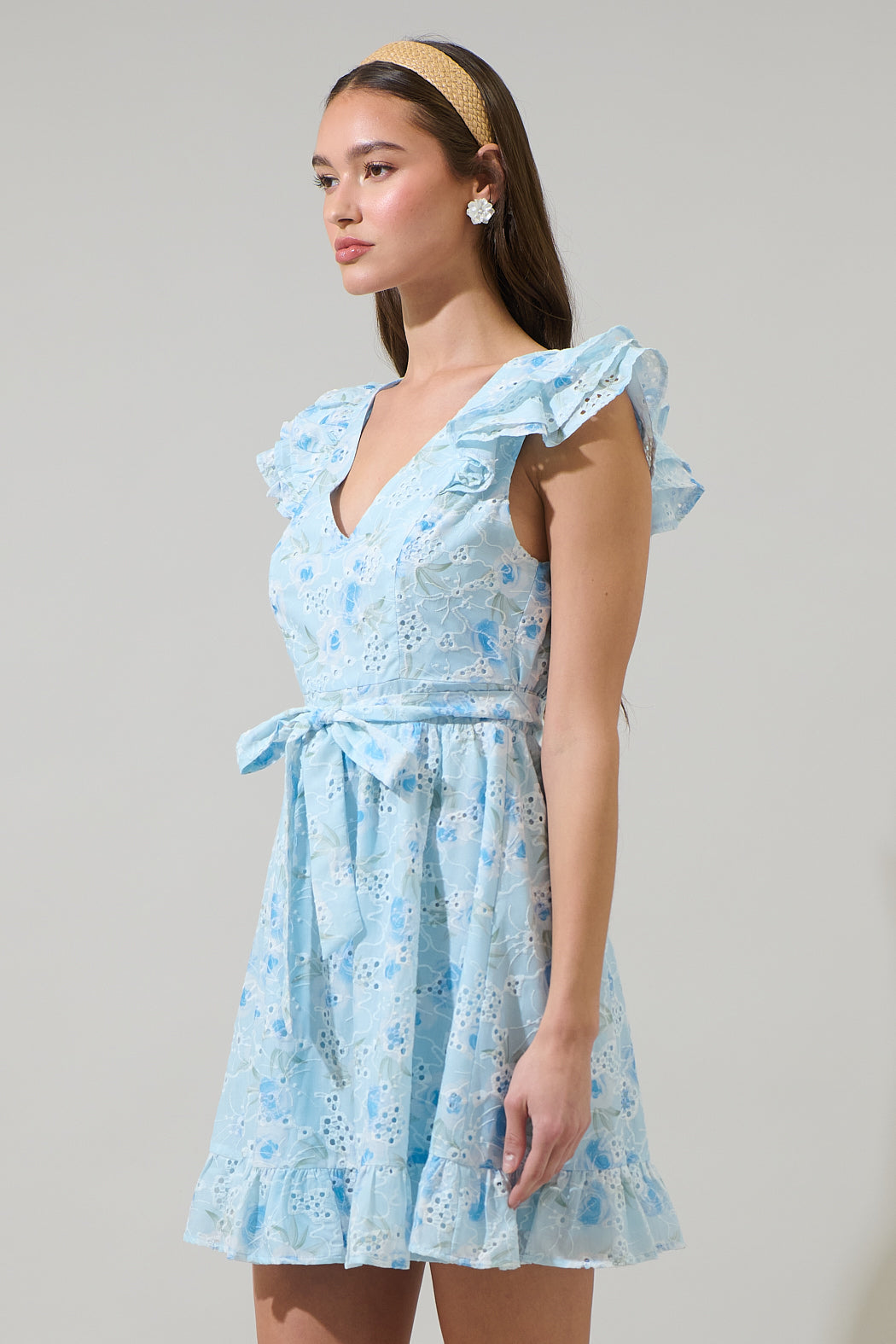 Boleta Aurellia Ruffle Eyelet Mini Dress