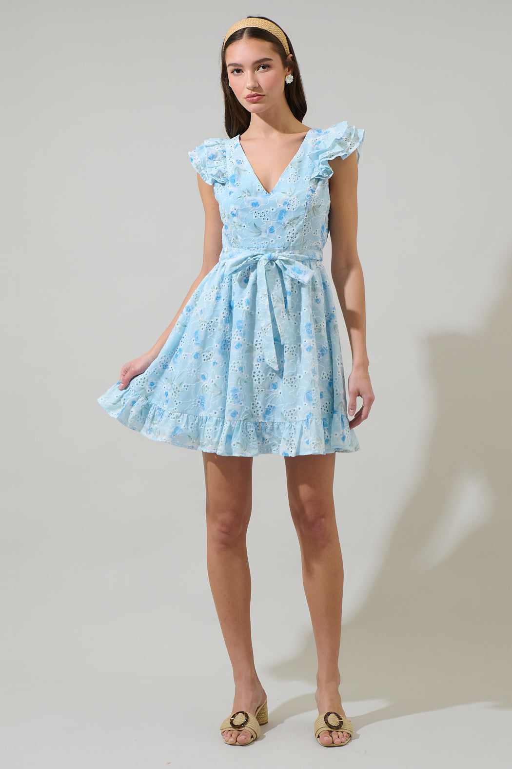 Boleta Aurellia Ruffle Eyelet Mini Dress