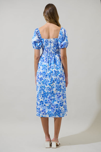 Carli Floral Alessi Puff Sleeve Midi Dress