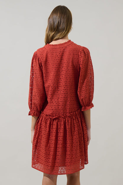Brooky Eyelet Beryl Trapeze Mini Dress
