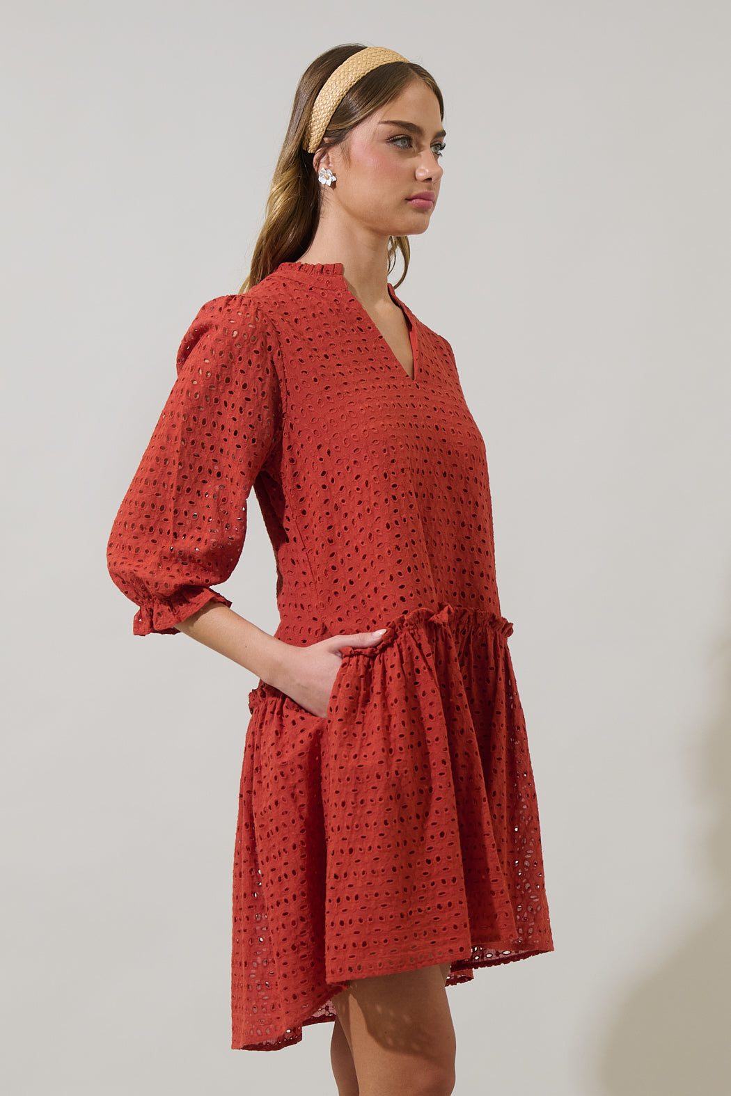 Brooky Eyelet Beryl Trapeze Mini Dress