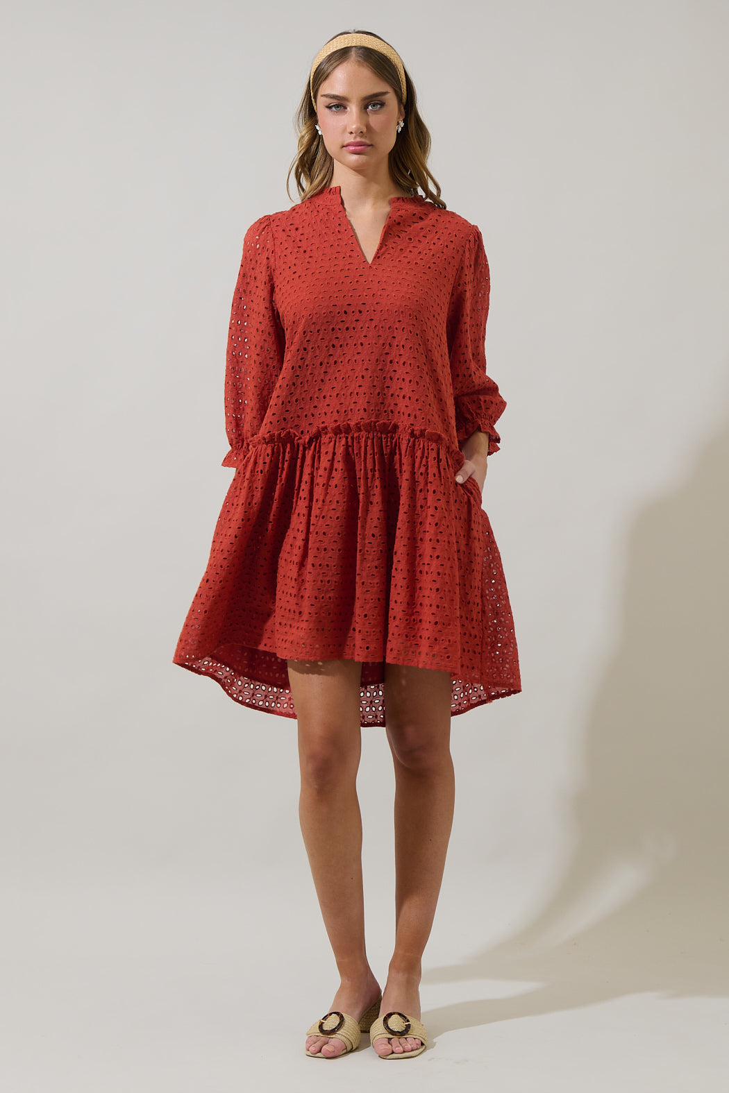 Brooky Eyelet Beryl Trapeze Mini Dress