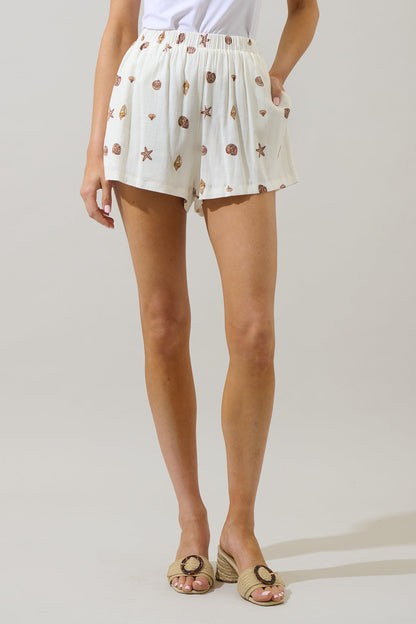 Cerise Shells Sugarbag Linen Shorts