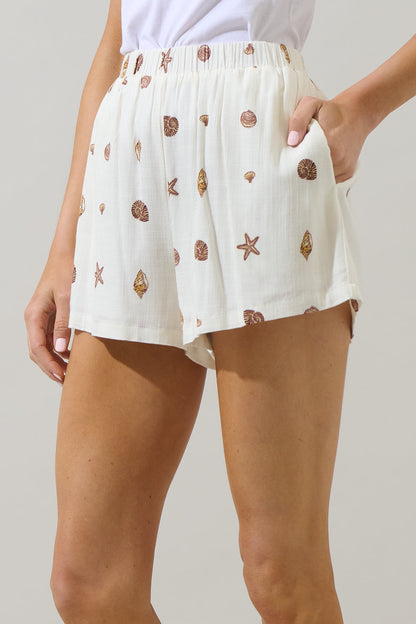 Cerise Shells Sugarbag Linen Shorts