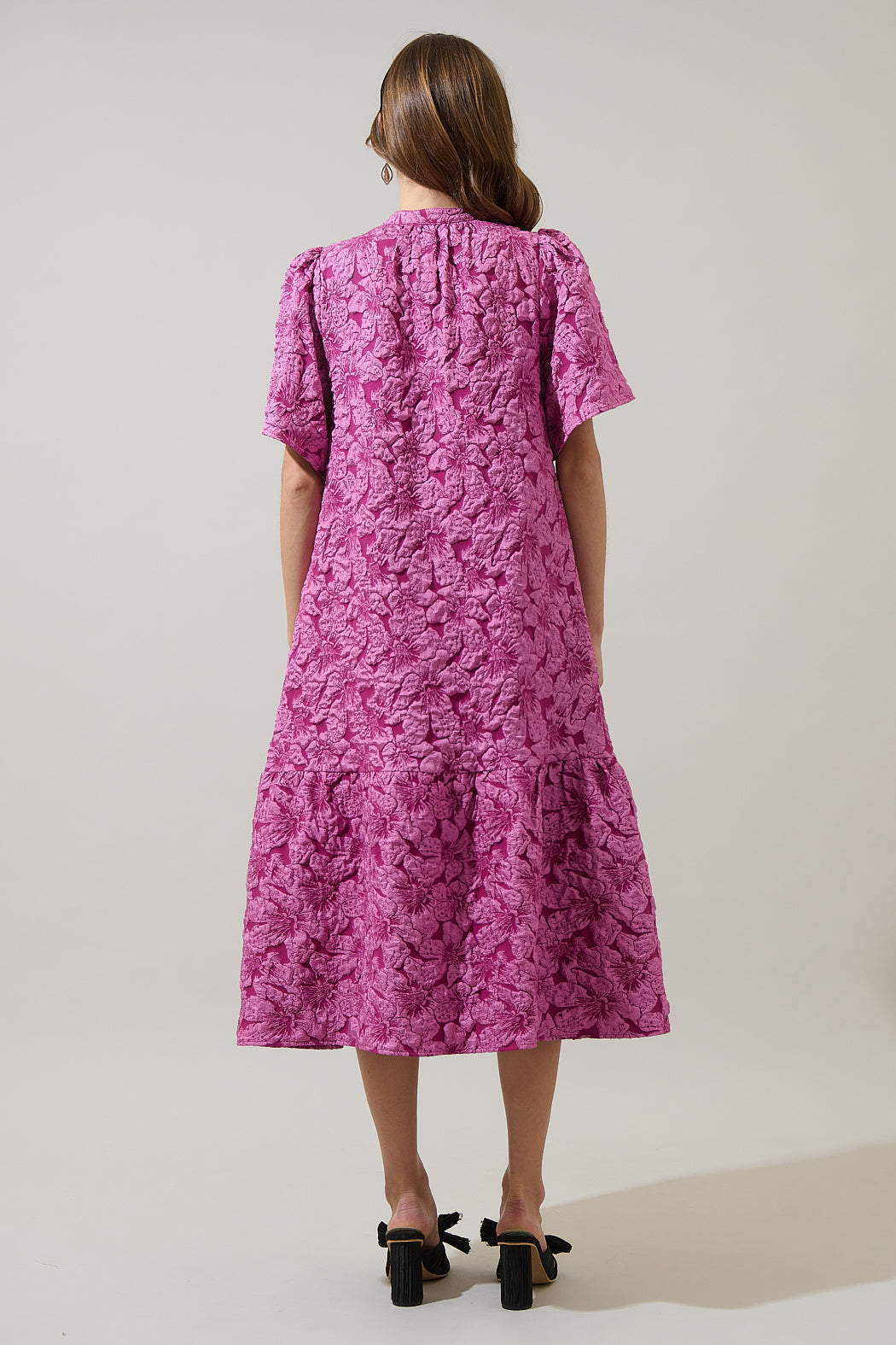 Arielle Jacquard Floral Ely Midi Dress
