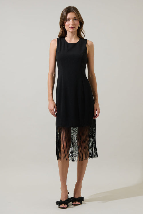 Ardena Sleeveless Fringe Midi Dress
