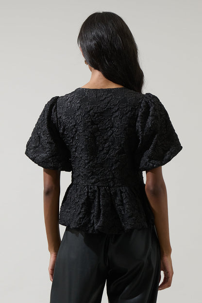 Arielle Jacquard Glow Bow Top
