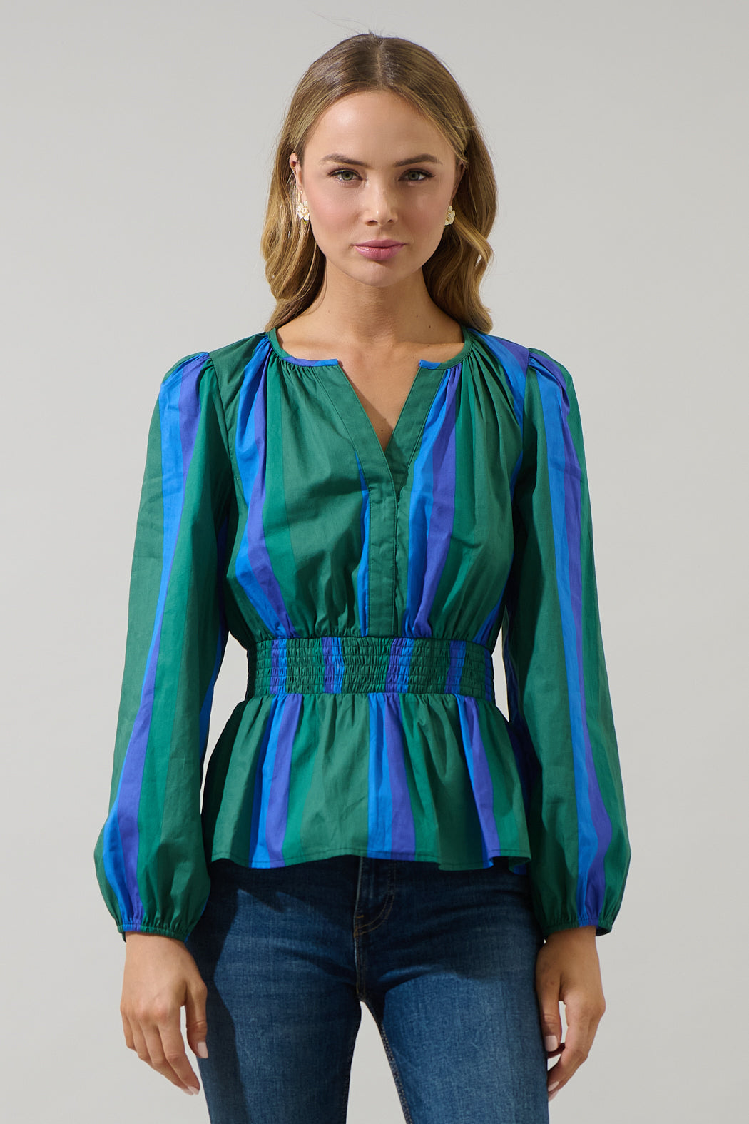 Dolary Stripe Mirana Smocked Top