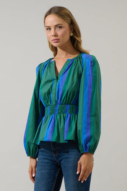 Dolary Stripe Mirana Smocked Top