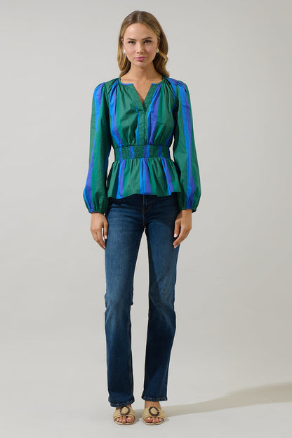 Dolary Stripe Mirana Smocked Top