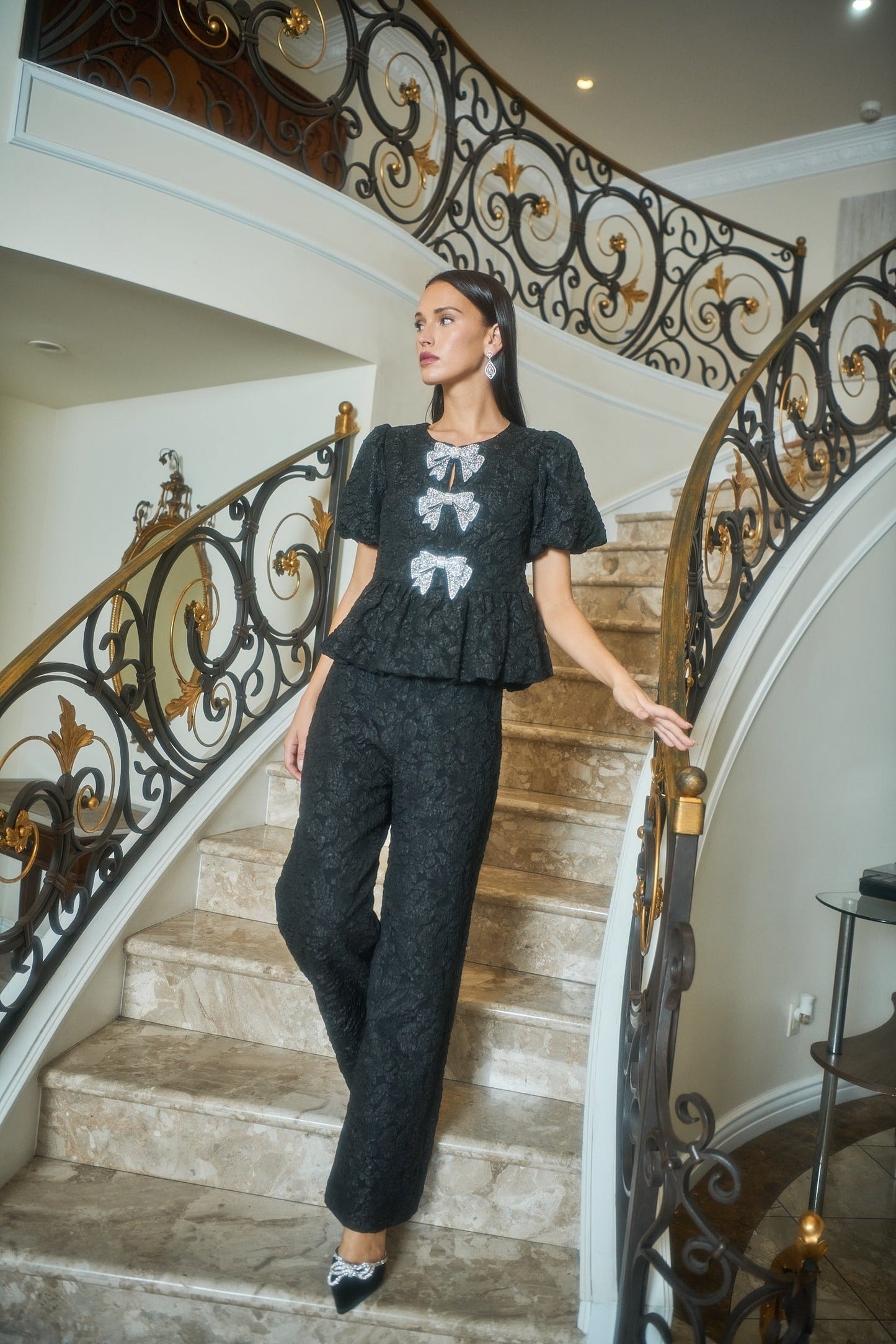 Arielle Jacquard Bern Wide Leg Pants