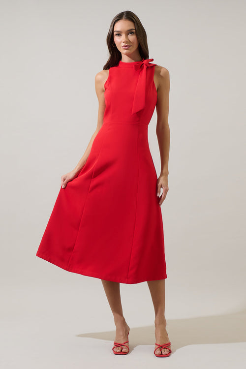 Daliah Sleeveless Bow Midi Dress