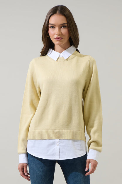 Azira Mix Media Collared Sweater