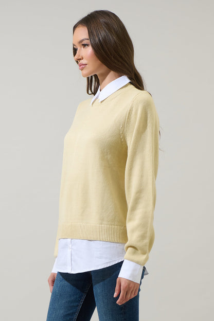 Azira Mix Media Collared Sweater