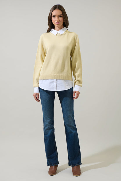 Azira Mix Media Collared Sweater