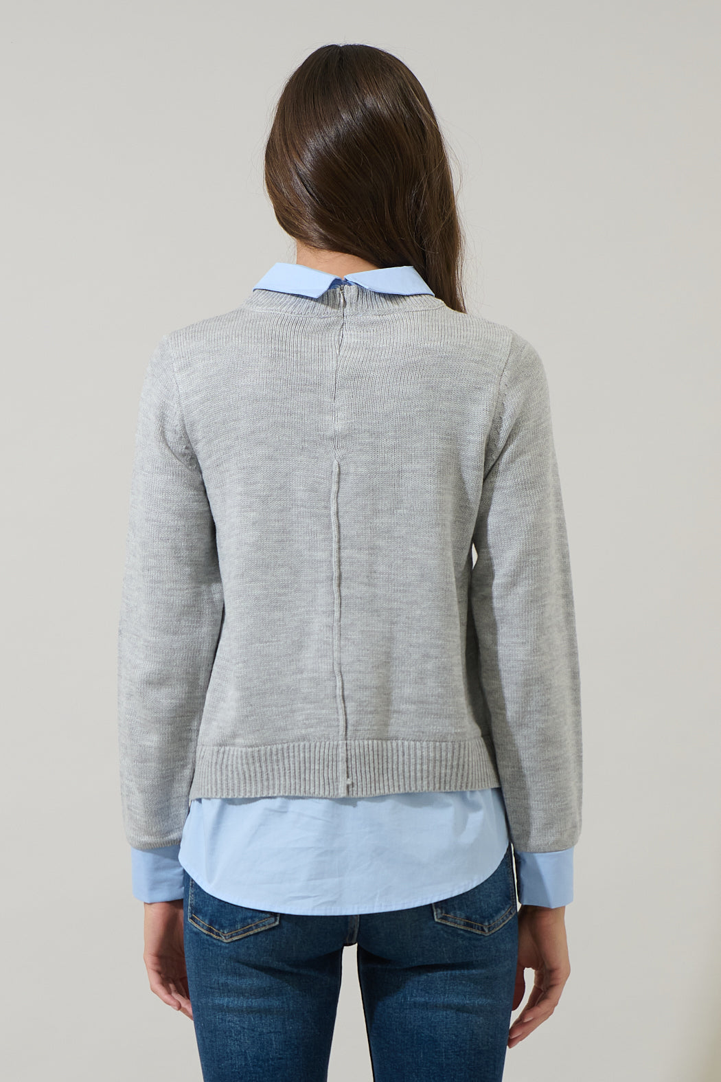 Azira Mix Media Collared Sweater