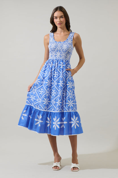 Alexie Floral Jessy Smocked Midi Dress