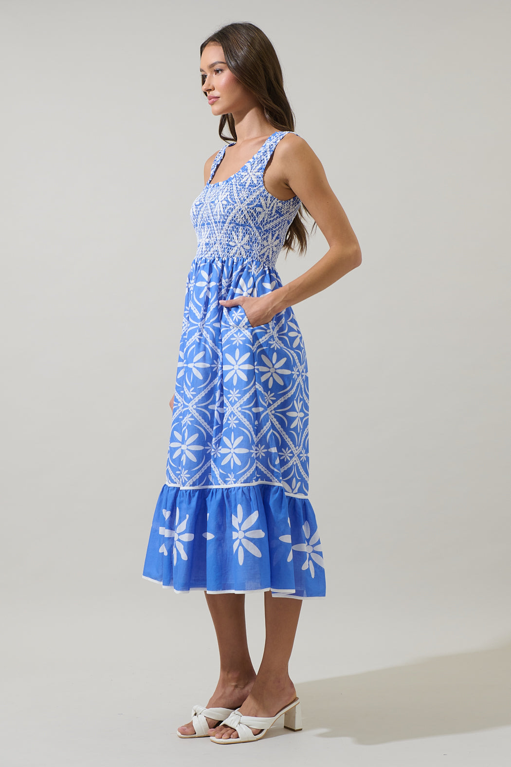 Alexie Floral Jessy Smocked Midi Dress