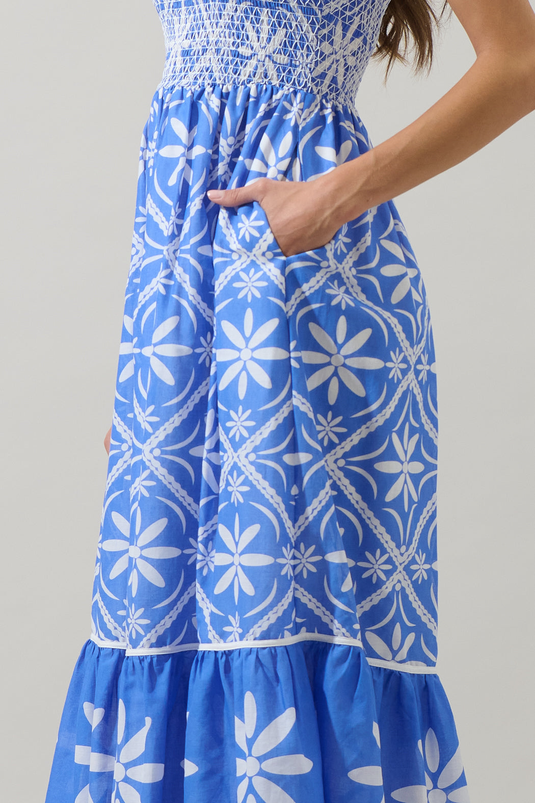 Alexie Floral Jessy Smocked Midi Dress