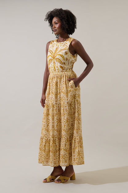 Calina Tropical Jivie Tiered Maxi Dress