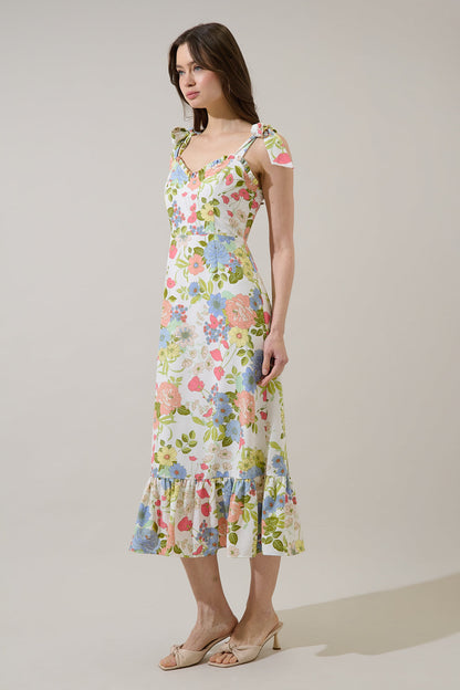 Baker Tie Strap Midi Dress Esther Floral
