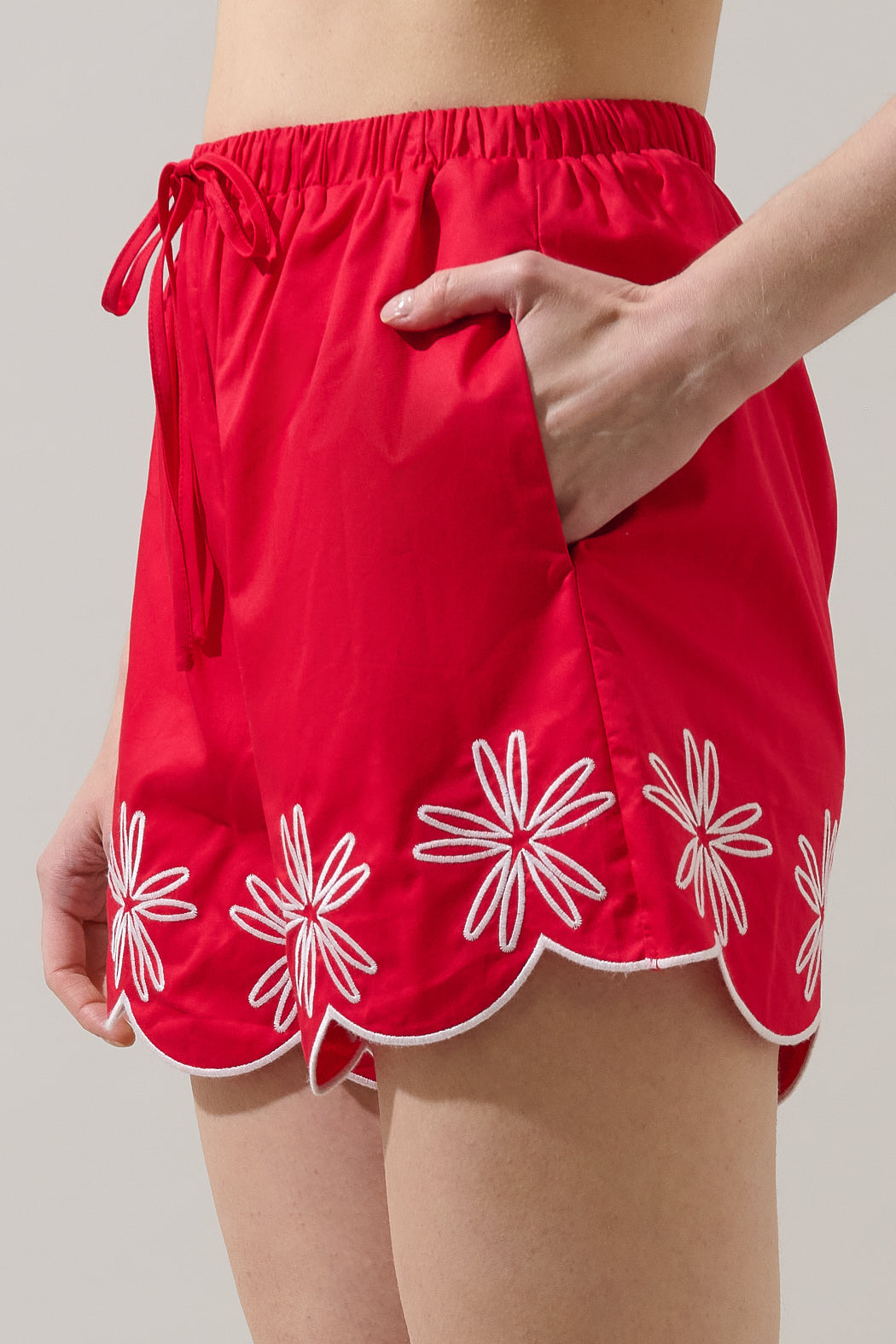 Dayna Embroidered Scalloped Shorts
