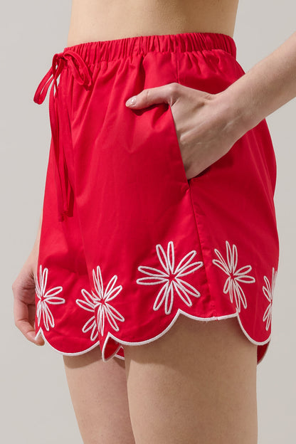 Dayna Embroidered Scalloped Shorts