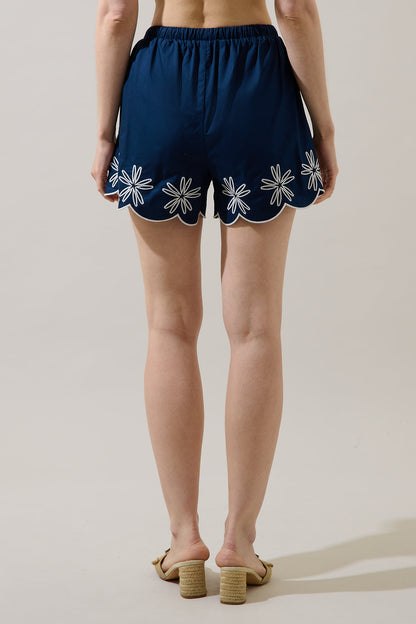 Dayna Embroidered Scalloped Shorts