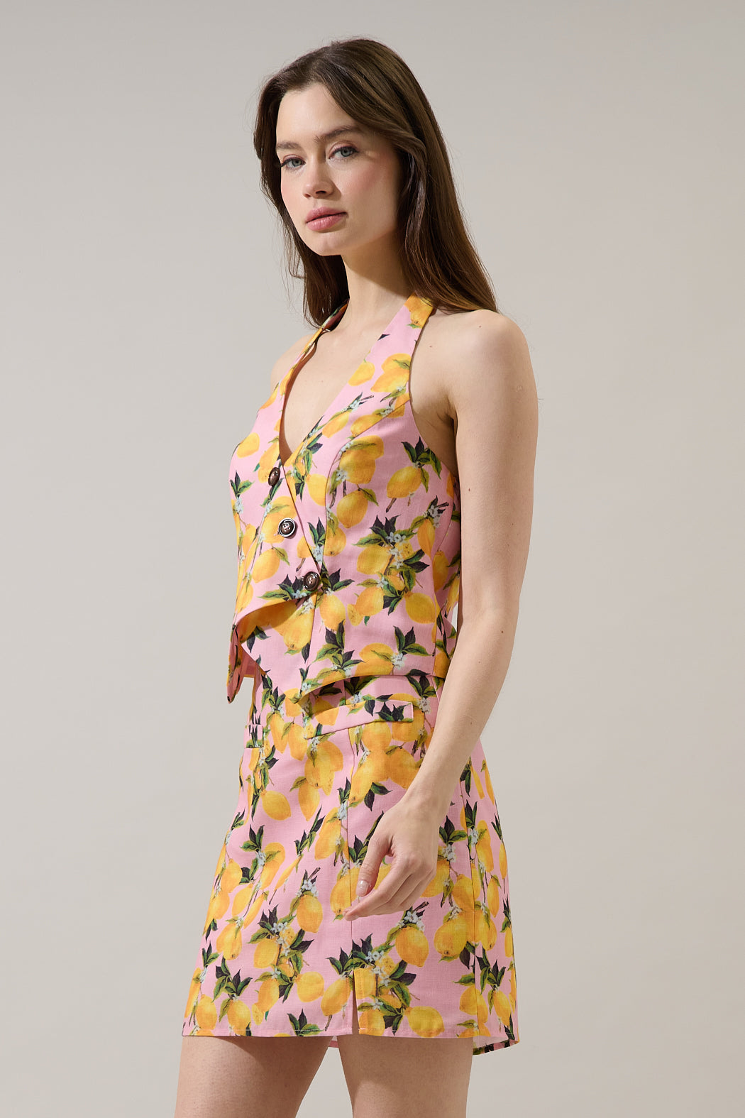 Desery Linen Asymmetric Vest Top Lemon