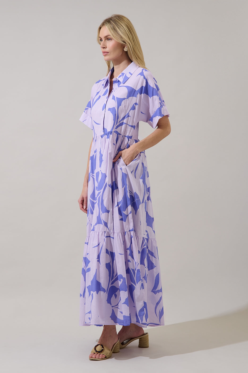 Astera Collared Button Up Maxi Dress Nataly Floral