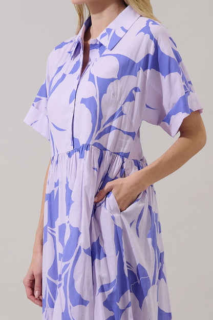 Astera Collared Button Up Maxi Dress Nataly Floral