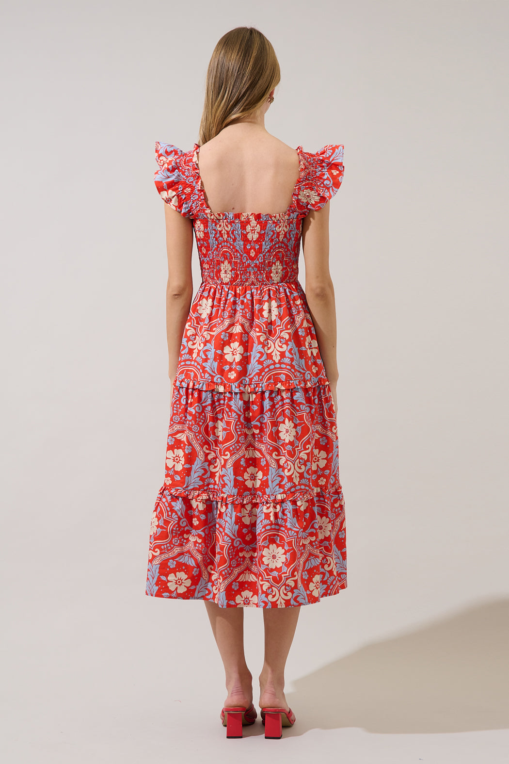 Emy Smocked Midi Dress Elvina Floral