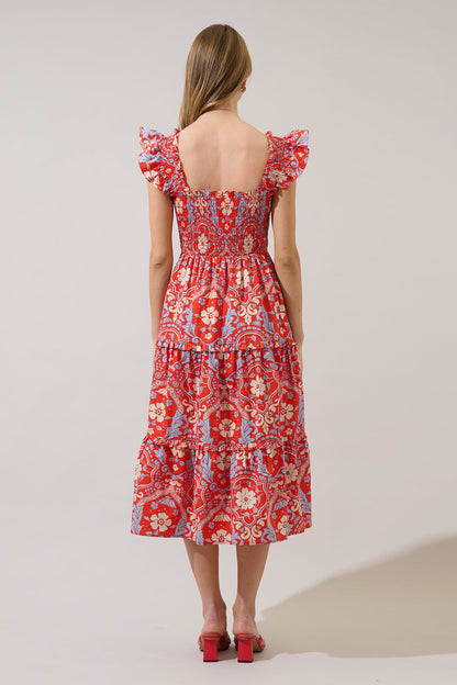 Emy Smocked Midi Dress Elvina Floral