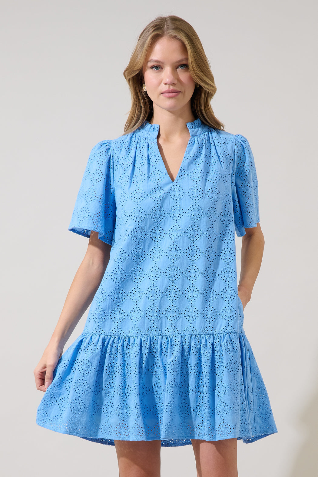 Azari Shift Mini Dress Marvan Eyelet