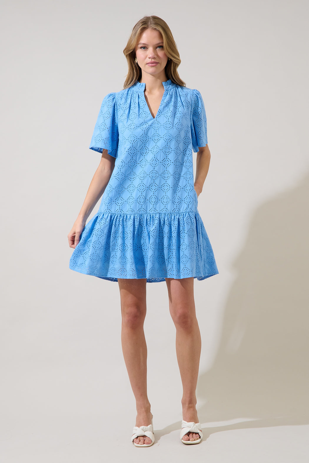 Azari Shift Mini Dress Marvan Eyelet