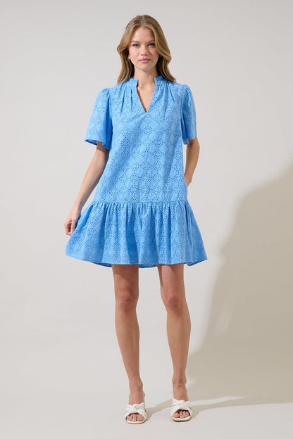 Azari Shift Mini Dress Marvan Eyelet