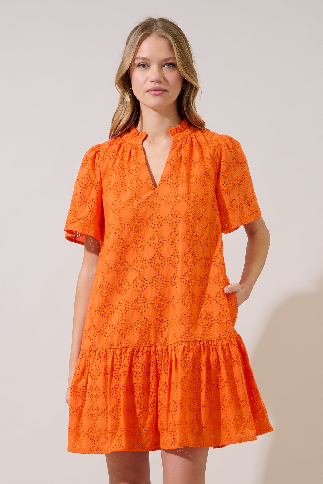 Azari Shift Mini Dress Marvan Eyelet