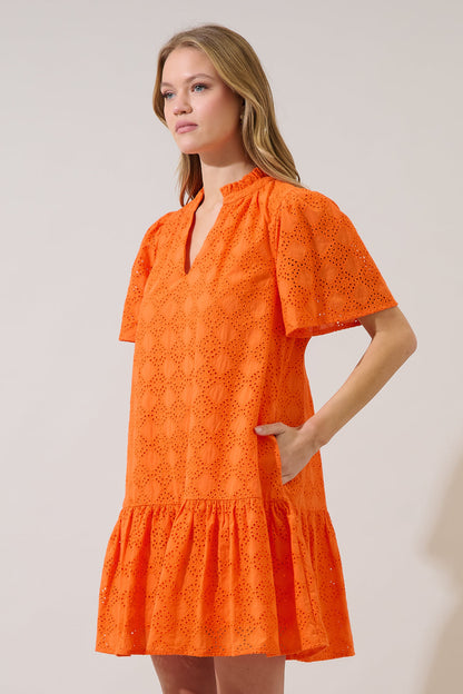 Azari Shift Mini Dress Marvan Eyelet