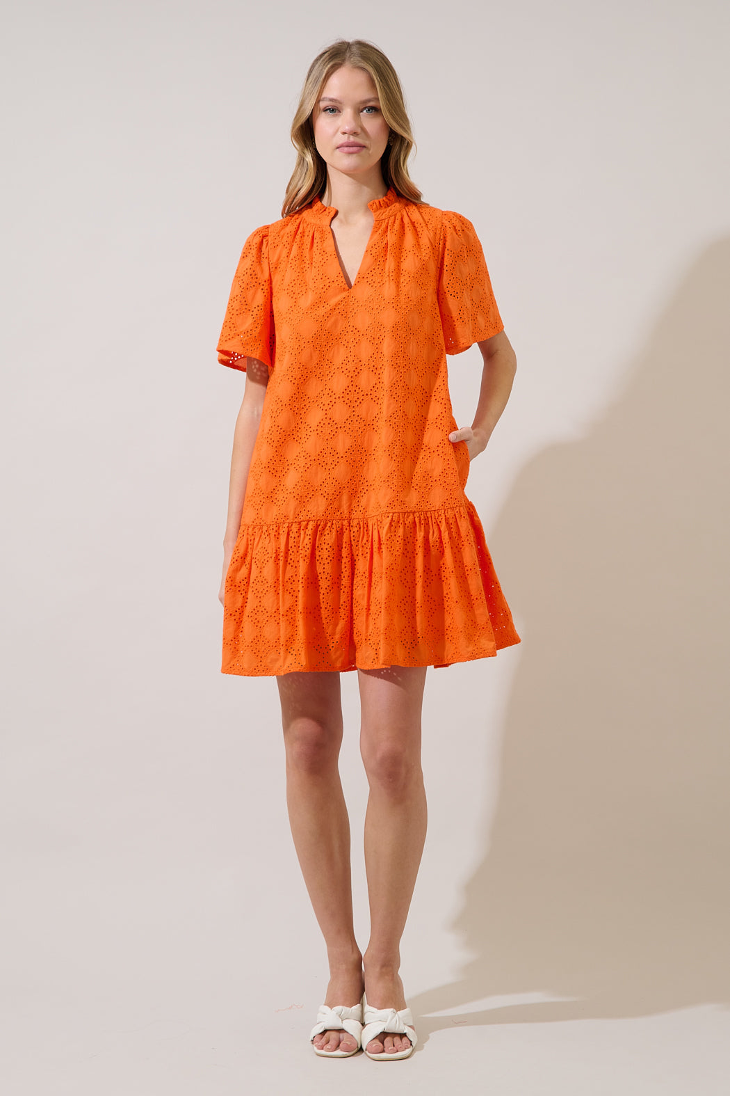 Azari Shift Mini Dress Marvan Eyelet