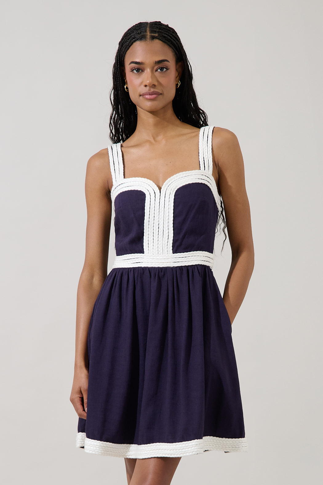 Diamy Braided Contrast Mini Dress