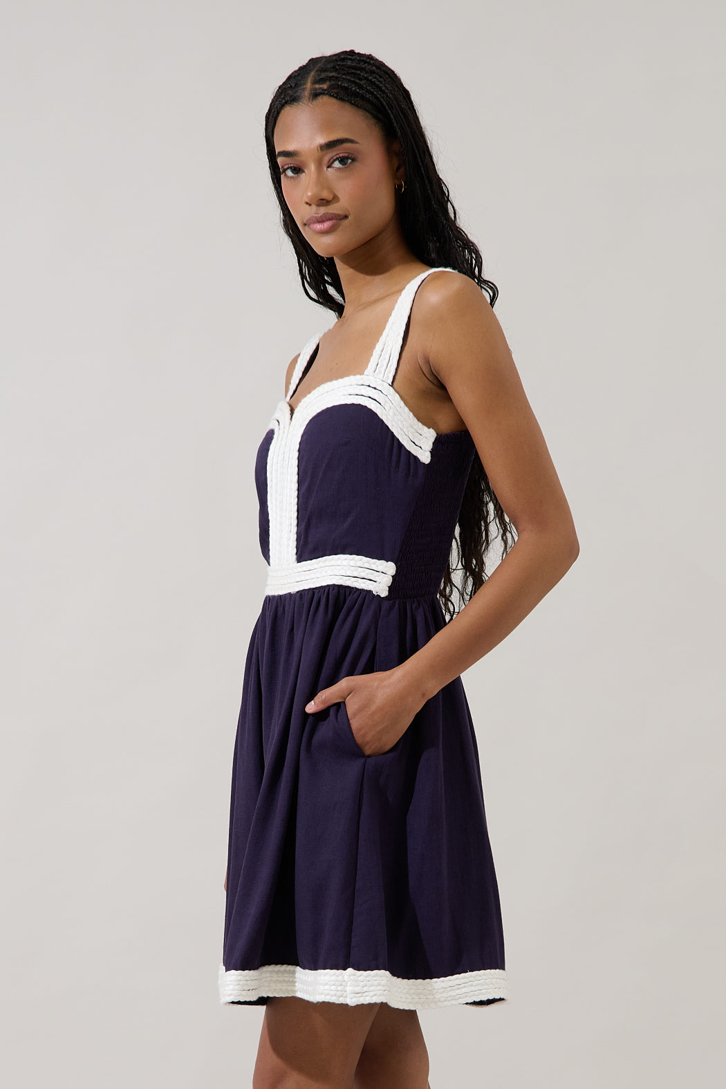 Diamy Braided Contrast Mini Dress