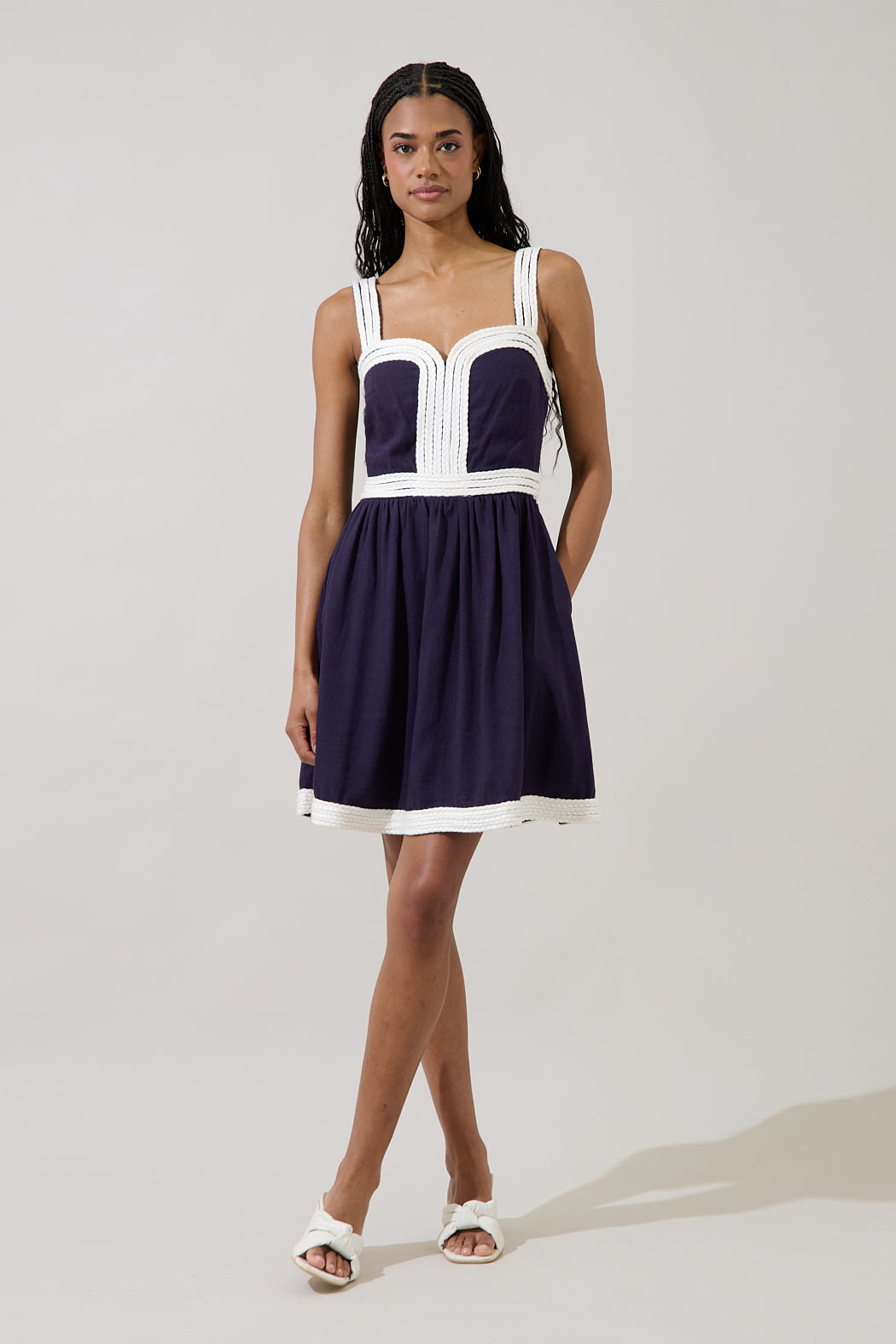 Diamy Braided Contrast Mini Dress