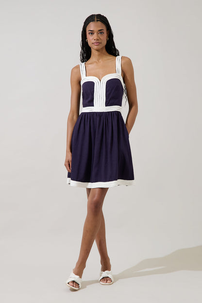 Diamy Braided Contrast Mini Dress