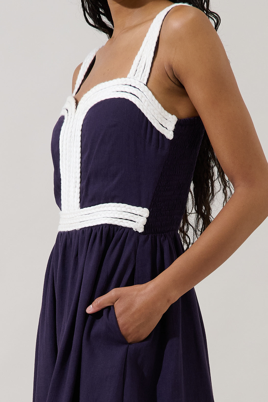 Diamy Braided Contrast Mini Dress