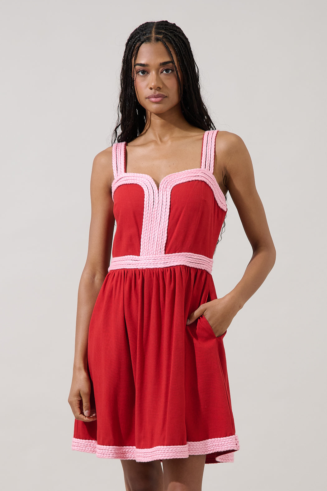 Diamy Braided Contrast Mini Dress