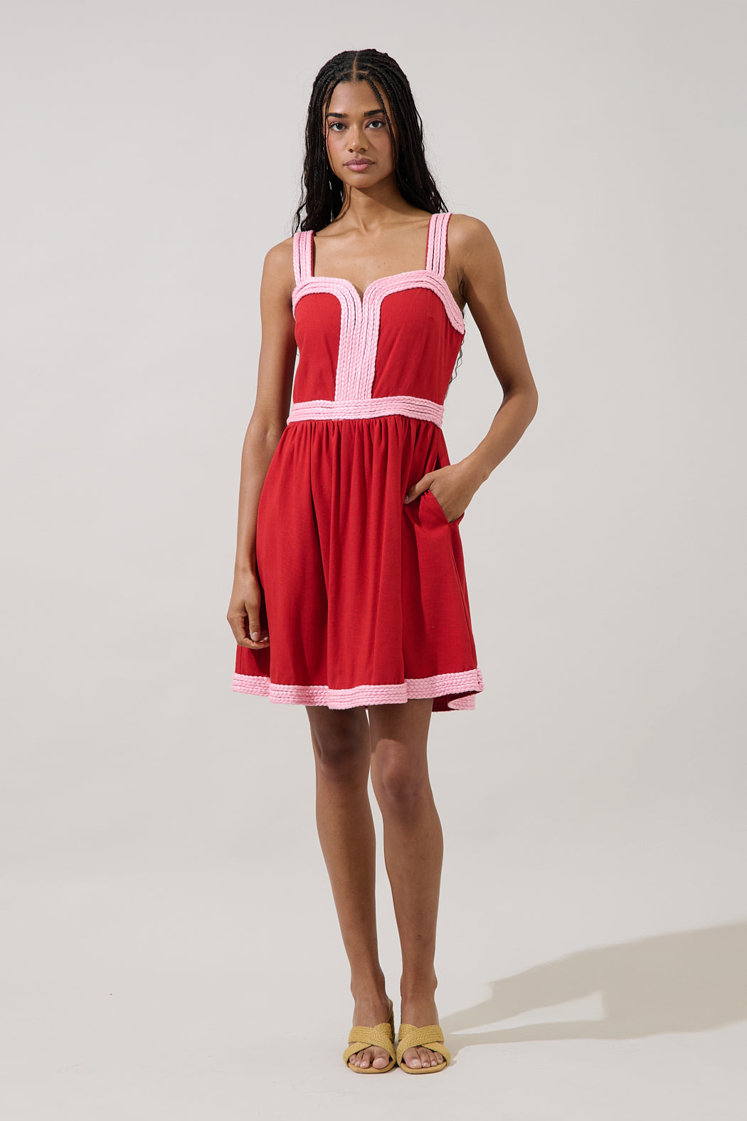 Diamy Braided Contrast Mini Dress