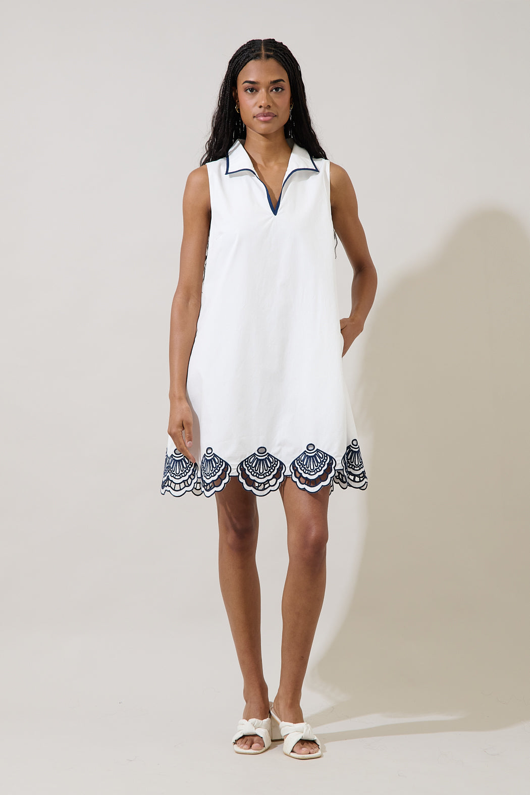 Ashley Embroidered Collared Mini Dress