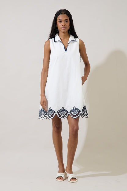 Ashley Embroidered Collared Mini Dress